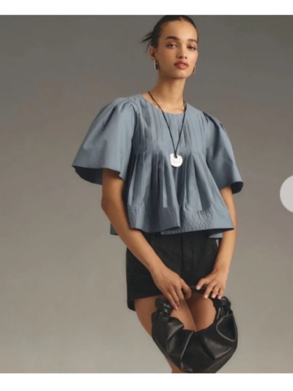 Anthropologie Mare Mare Short-Sleeve Pleated Swing Top size Medium
